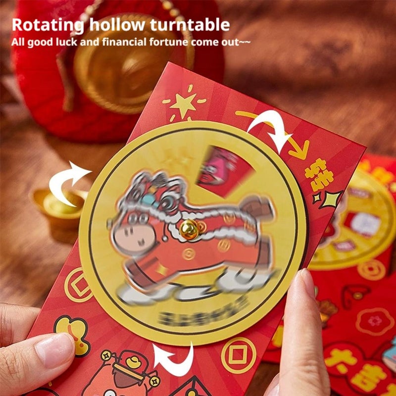 Year of the Horse Red Envelopes 2026, Chinese New Year Lucky Money Envelopes Set of 4, Traditional Auspicious Design with "Good Fortune" & "Success" Blessings for Family Gifts & Children - Image 3